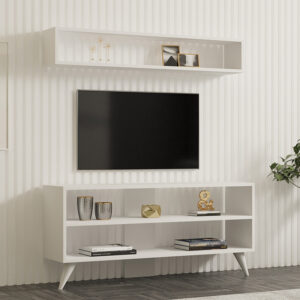 Σύνθετο σαλονιού Prestige pakoworld σε λευκή απόχρωση 120×29,6×50εκ – 120-000534