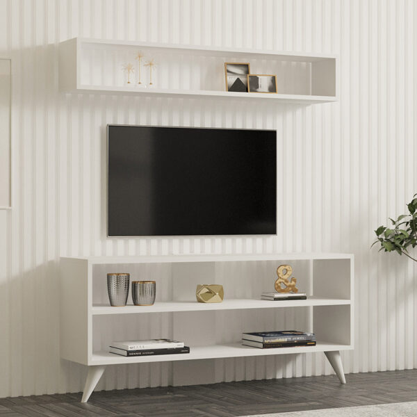 Σύνθετο σαλονιού Prestige pakoworld σε λευκή απόχρωση 120×29,6×50εκ – 120-000534