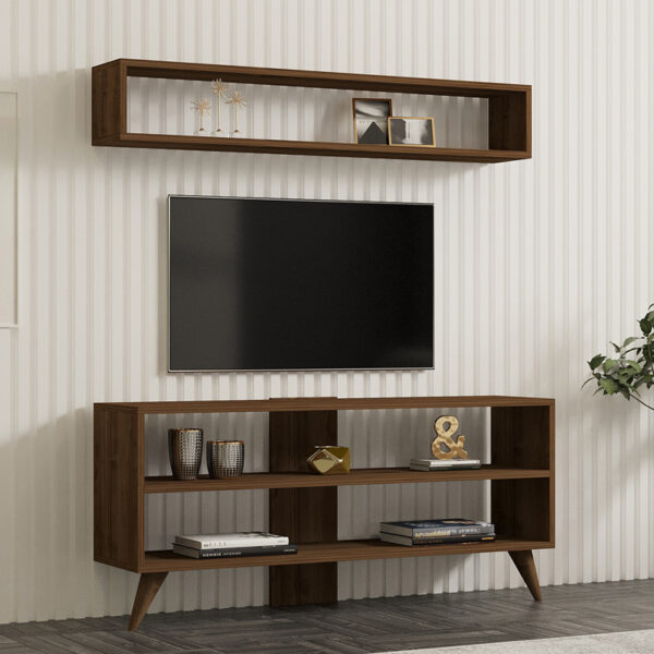 Σύνθετο σαλονιού Prestige pakoworld σε καρυδί απόχρωση 120×29,6×50εκ – 120-000535