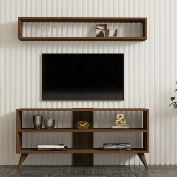 Σύνθετο σαλονιού Prestige pakoworld σε καρυδί απόχρωση 120×29,6×50εκ – 120-000535