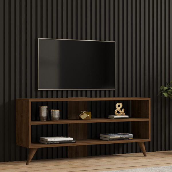 Έπιπλο τηλεόρασης Prestige pakoworld σε καρυδί απόχρωση 120×29,6×50εκ – 120-000537