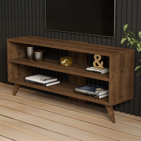 Έπιπλο τηλεόρασης Prestige pakoworld σε καρυδί απόχρωση 120×29,6×50εκ – 120-000537
