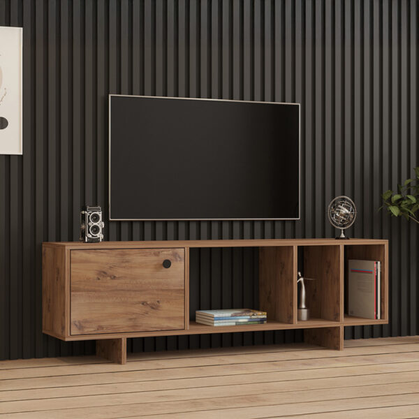 Έπιπλο τηλεόρασης Mueble pakoworld σε sonoma απόχρωση 140x29x45εκ – 120-000540