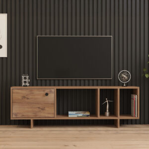 Έπιπλο τηλεόρασης Mueble pakoworld σε sonoma απόχρωση 140x29x45εκ – 120-000540
