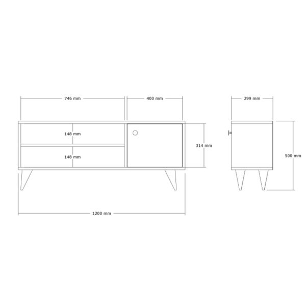 Έπιπλο τηλεόρασης Wison pakoworld σε sonoma απόχρωση 120x29x50εκ – 120-000541