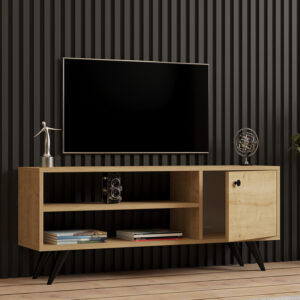 Έπιπλο τηλεόρασης Wison pakoworld σε oak απόχρωση 120x29x50εκ – 120-000542