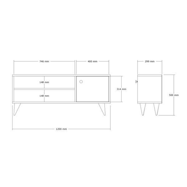 Έπιπλο τηλεόρασης Wison pakoworld σε oak απόχρωση 120x29x50εκ – 120-000542