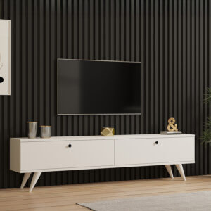 Έπιπλο τηλεόρασης Jate pakoworld σε λευκή απόχρωση 160x25x40εκ – 120-000547