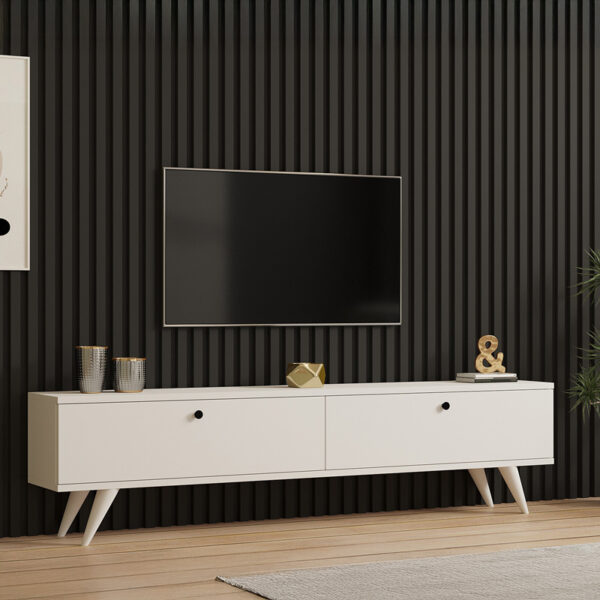 Έπιπλο τηλεόρασης Jate pakoworld σε λευκή απόχρωση 160x25x40εκ – 120-000547