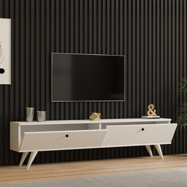 Έπιπλο τηλεόρασης Jate pakoworld σε λευκή απόχρωση 160x25x40εκ – 120-000547