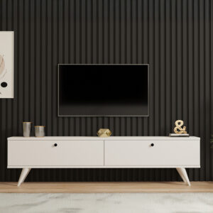 Έπιπλο τηλεόρασης Jate pakoworld σε λευκή απόχρωση 160x25x40εκ – 120-000547