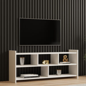 Έπιπλο τηλεόρασης Kapri pakoworld σε λευκή απόχρωση 120x28x55εκ – 120-000550