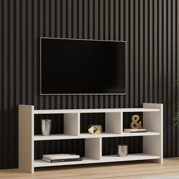 Έπιπλο τηλεόρασης Kapri pakoworld σε λευκή απόχρωση 120x28x55εκ – 120-000550