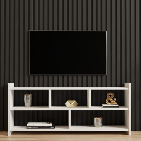 Έπιπλο τηλεόρασης Kapri pakoworld σε λευκή απόχρωση 120x28x55εκ – 120-000550