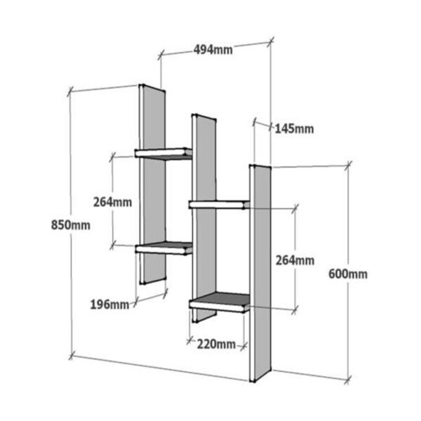 Ραφιέρα τοίχου Tabal pakoworld σε λευκή απόχρωση 49.4×14.5×85εκ – 120-000553