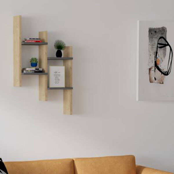 Ραφιέρα τοίχου Tabal pakoworld σε oak απόχρωση 49.4×14.5×85εκ – 120-000554