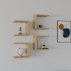Ραφιέρα τοίχου Perari pakoworld 4τεμ.σε oak  απόχρωση 30×19.6×30εκ – 120-000562