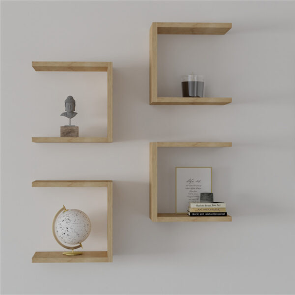 Ραφιέρα τοίχου Perari pakoworld 4τεμ.σε oak  απόχρωση 30×19.6×30εκ – 120-000562