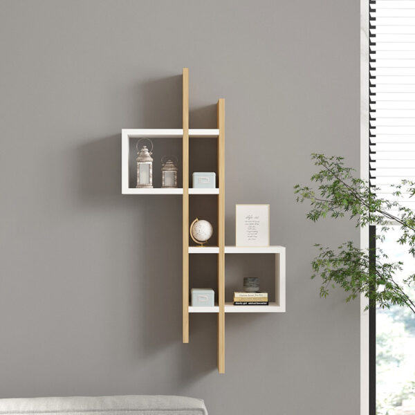 Ραφιέρα τοίχου Garel pakoworld σε oak-λευκή απόχρωση 53,8×19,6×108εκ – 120-000566