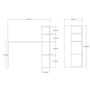 Γραφείο με βιβλιοθήκη Mergo pakoworld σε oak απόχρωση 121x51x75εκ – 120-000572
