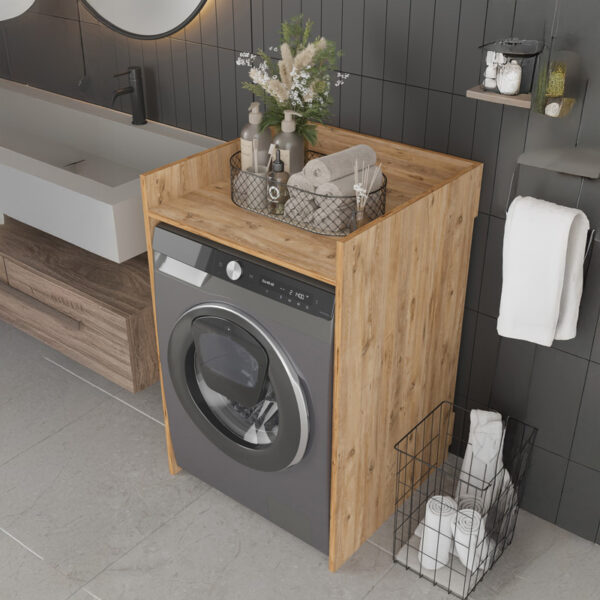 Έπιπλο πλυντηρίου Cuci pakoworld σε oak απόχρωση 60x62x99εκ – 120-000597