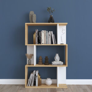 Βιβλιοθήκη Kadu pakoworld σε oak-λευκή απόχρωση  72x22x108εκ – 120-000613