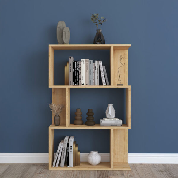 Βιβλιοθήκη Kadu pakoworld σε oak απόχρωση  72x22x108εκ – 120-000614