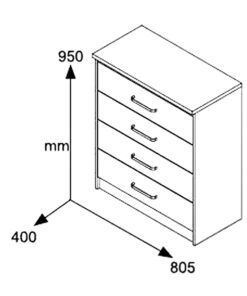 Συρταριέρα OLYMPUS pakoworld με 4 συρτάρια χρώμα castillo-toro 80x40x95εκ – 123-000010