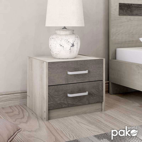 Κομοδίνο OLYMPUS pakoworld με 2 συρτάρια χρώμα castillo-toro 47,5×40,5×40,5εκ – 123-000015