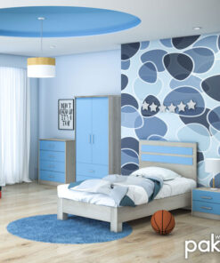 Κομοδίνο παιδικό Looney pakoworld με 2 συρτάρια χρώμα castillo-μπλε 47,5×40,5×40,5εκ – 123-000074