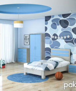 Συρταριέρα παιδική Looney pakoworld με 4 συρτάρια χρώμα castillo-μπλε 80x40x95εκ – 123-000078