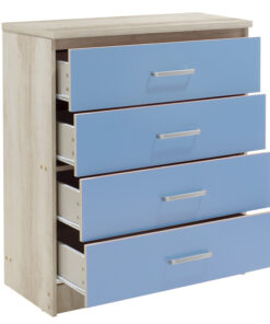 Συρταριέρα παιδική Looney pakoworld με 4 συρτάρια χρώμα castillo-μπλε 80x40x95εκ – 123-000078