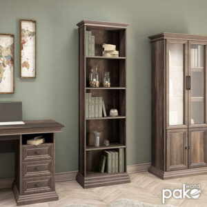 Βιβλιοθήκη Mozart pakoworld χρώμα καρυδί 60×34,5×202,5εκ – 123-000126