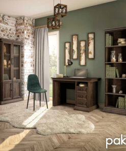 Βιβλιοθήκη Mozart pakoworld χρώμα καρυδί 60×34,5×202,5εκ – 123-000126