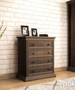 Συρταριέρα Mozart pakoworld με 4 συρτάρια χρώμα καρυδί 80x40x96εκ – 123-000128