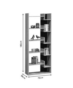 Βιβλιοθήκη Naya pakoworld φυσικό-ανθρακί 72x30x182.5εκ – 123-000153