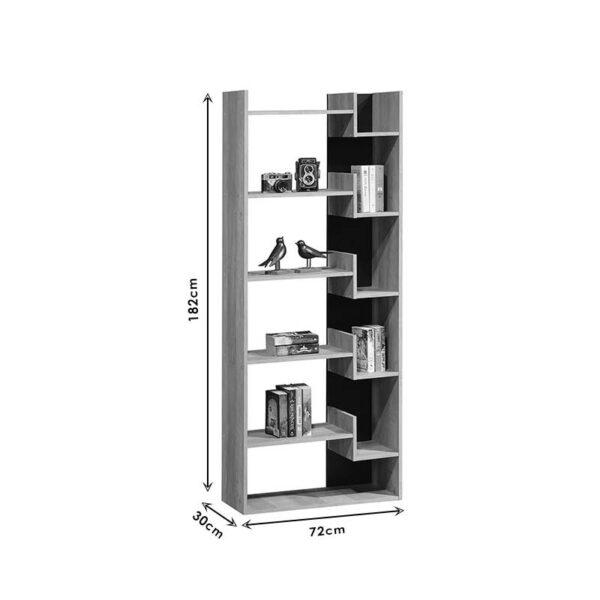 Βιβλιοθήκη Naya pakoworld φυσικό-ανθρακί 72x30x182.5εκ – 123-000153
