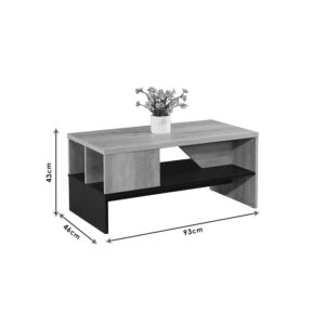 Τραπέζι σαλονιού Naya pakoworld φυσικό-ανθρακί 93x46x43εκ – 123-000159