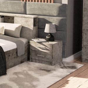 Κομοδίνο OLYMPUS pakoworld με 2 συρτάρια χρώμα antique ανθρακί 47.5×40.5×40.5εκ – 123-000192