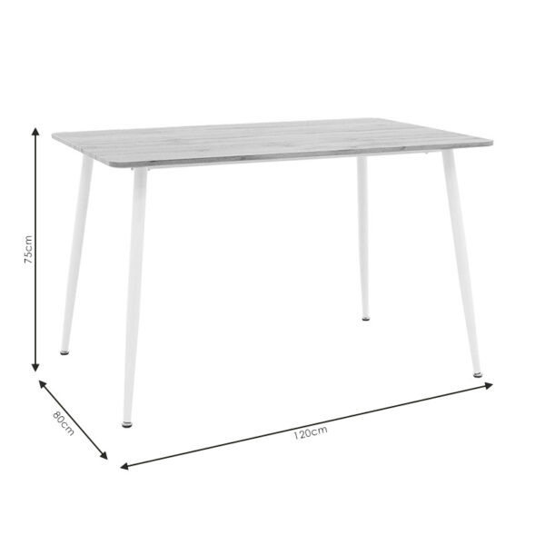 Τραπέζι Cuba pakoworld MDF sonoma-λευκό 120x80x75εκ – 127-000139