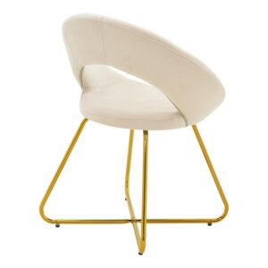 Καρέκλα Valentina pakoworld μπεζ βελούδο-χρυσό πόδι 65x60x82εκ – 127-000168
