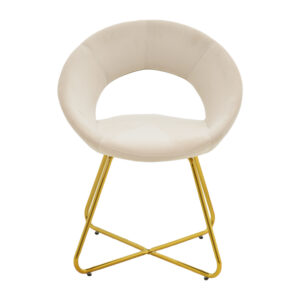 Καρέκλα Valentina pakoworld μπεζ βελούδο-χρυσό πόδι 65x60x82εκ – 127-000168