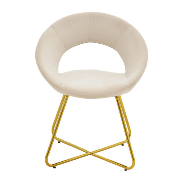 Καρέκλα Valentina pakoworld μπεζ βελούδο-χρυσό πόδι 65x60x82εκ – 127-000168