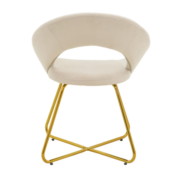 Καρέκλα Valentina pakoworld μπεζ βελούδο-χρυσό πόδι 65x60x82εκ – 127-000168