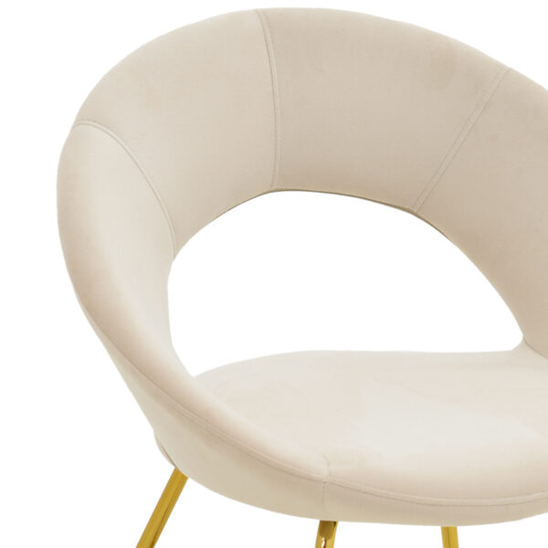 Καρέκλα Valentina pakoworld μπεζ βελούδο-χρυσό πόδι 65x60x82εκ – 127-000168