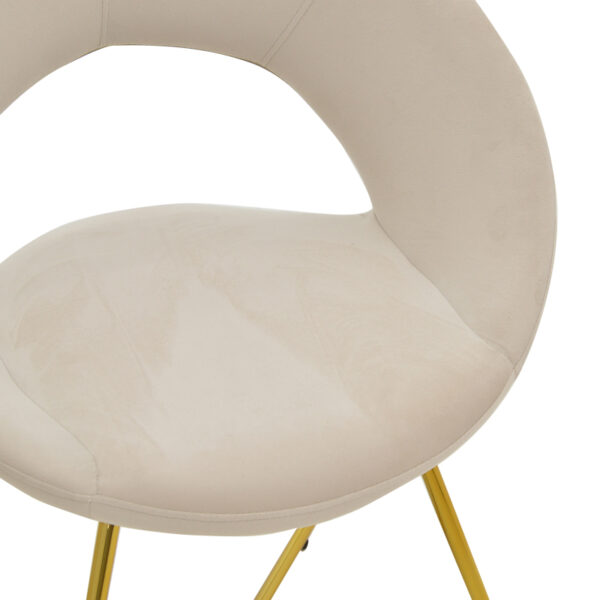 Καρέκλα Valentina pakoworld μπεζ βελούδο-χρυσό πόδι 65x60x82εκ – 127-000168