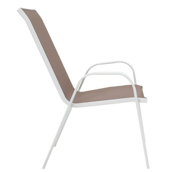 Πολυθρόνα Calan pakoworld μέταλλο λευκό-textilene καφέ 55x75x90εκ – 130-000010