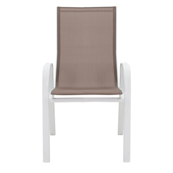 Πολυθρόνα Calan pakoworld μέταλλο λευκό-textilene καφέ 55x75x90εκ – 130-000010