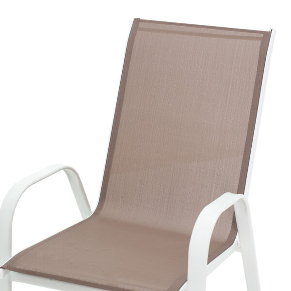 Πολυθρόνα Calan pakoworld μέταλλο λευκό-textilene καφέ 55x75x90εκ – 130-000010