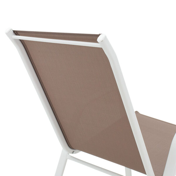Πολυθρόνα Calan pakoworld μέταλλο λευκό-textilene καφέ 55x75x90εκ – 130-000010